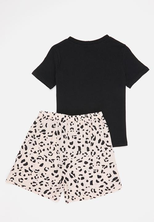 Superbalist - Sleep tee & short - black & pink print