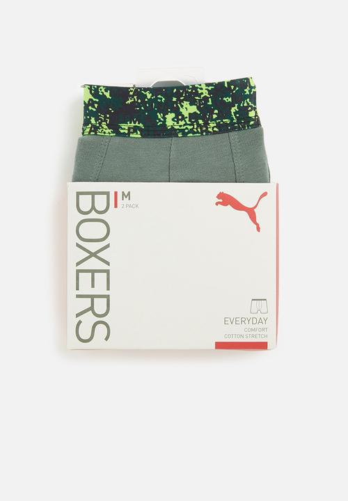 PUMA - Puma men printed elastic boxer 2-pack - green 