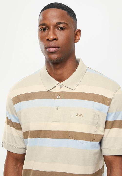 JEEP - Yd multi stripe golfer - khaki/grey