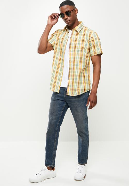 JEEP - Ss yd check shirt-bali stone/red check-jeep