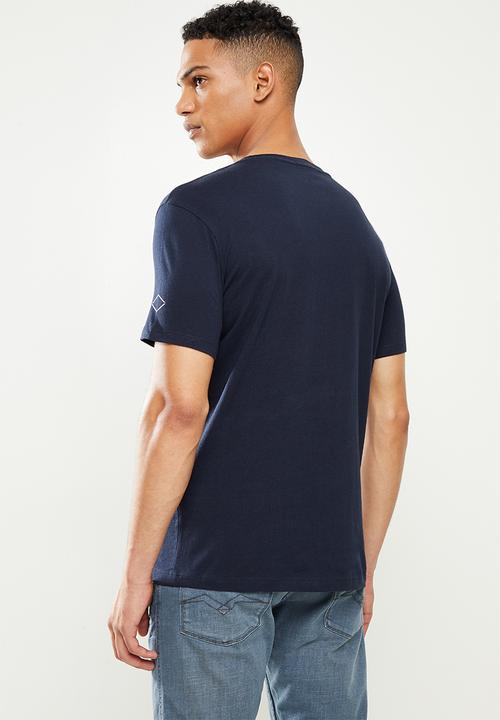 Replay - Printed line chest tee - navy