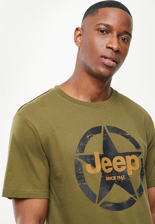 JEEP - Basic print graphic tee-silvered green-jeep