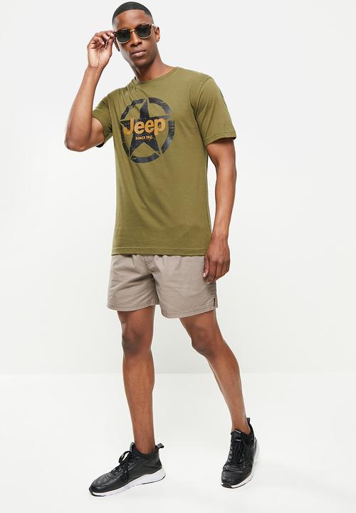 JEEP - Basic print graphic tee-silvered green-jeep