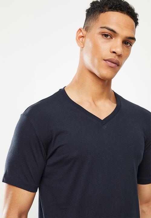 Replay - Left arm patch v-neck tee - navy