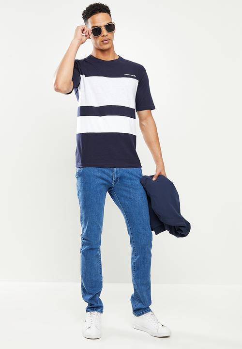 Pierre Cardin - Cut & sew large col block - navy