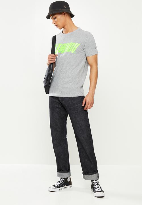Replay - Replay large print tee - grey melange