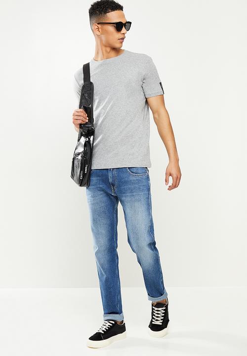 Replay - Left arm patch tee - grey melange
