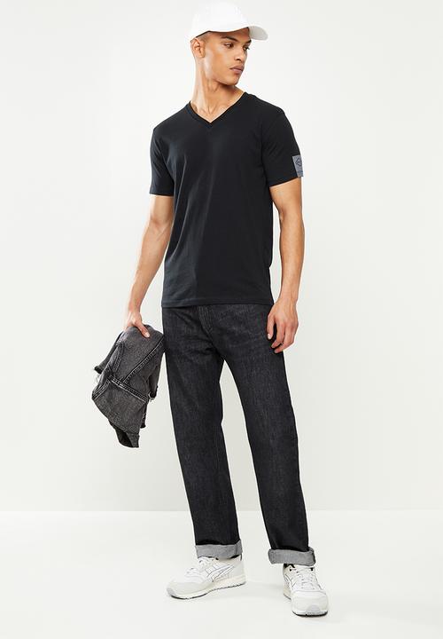 Replay - Left arm patch v-neck tee - black