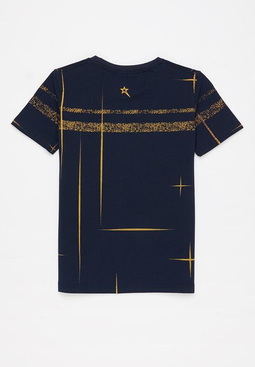 SOVIET - B fares fashion tee - navy & orange 