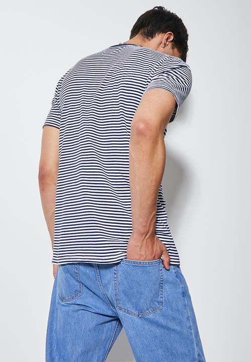Superbalist - Nate short sleeve nautical stripe tee - navy & white 