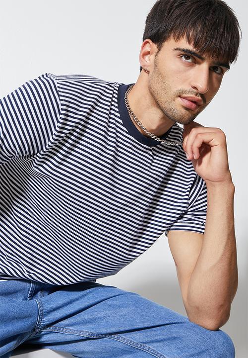 Superbalist - Nate short sleeve nautical stripe tee - navy & white 