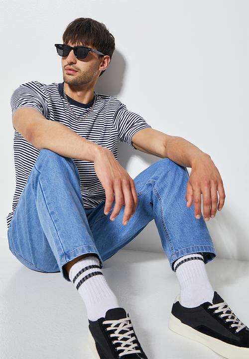 Superbalist - Nate short sleeve nautical stripe tee - navy & white 