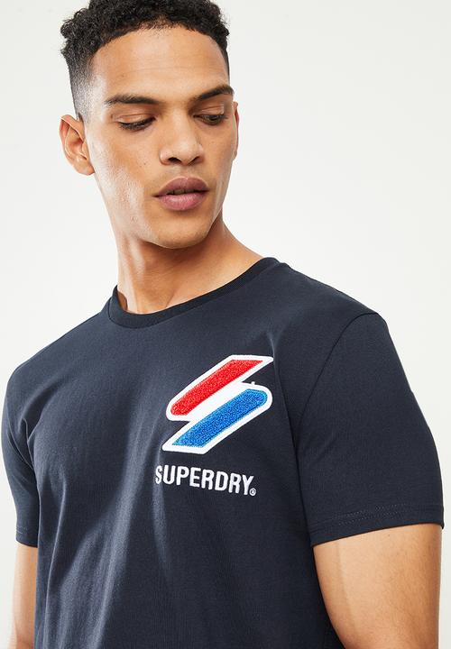 Superdry. - Sportstyle chenille tee - deep navy