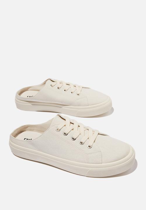 Cotton On - Asher lace up mule - ecru canvas