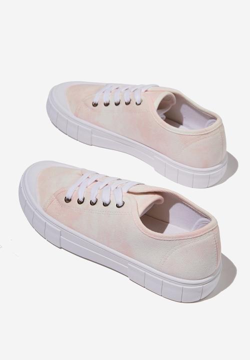 Cotton On - Peggy lace up plimsoll - pink tie dye