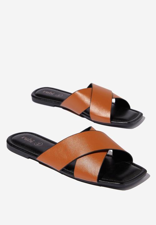 Cotton On - Everyday sophie xover slide - tan inked pu