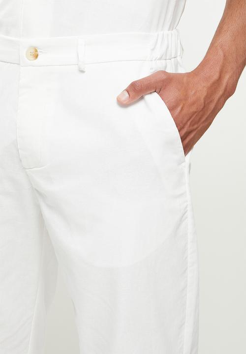 Jonathan D - Pablo relaxed fit linen trousers - white