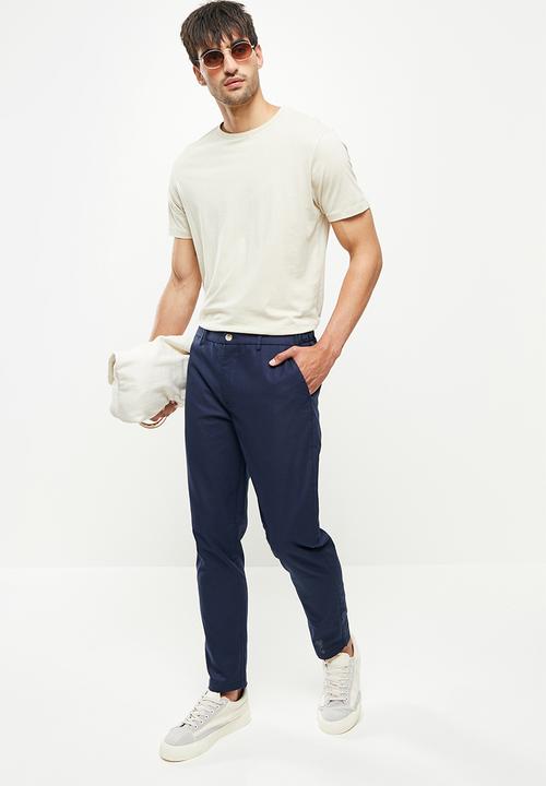 Jonathan D - Pablo relaxed fit linen trousers - navy