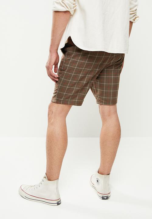Only & Sons - Onslinus check shorts dt 1118 - brown