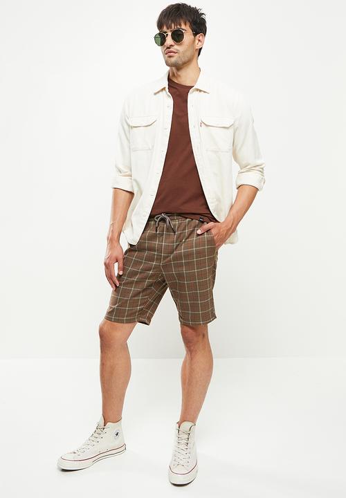 Only & Sons - Onslinus check shorts dt 1118 - brown