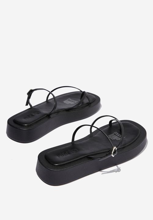 Cotton On - Sadie toe loop buckle slide - black pu