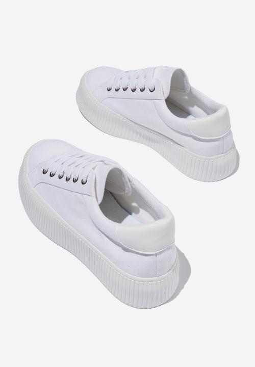 Cotton On - Whitney rib platform sneaker - white