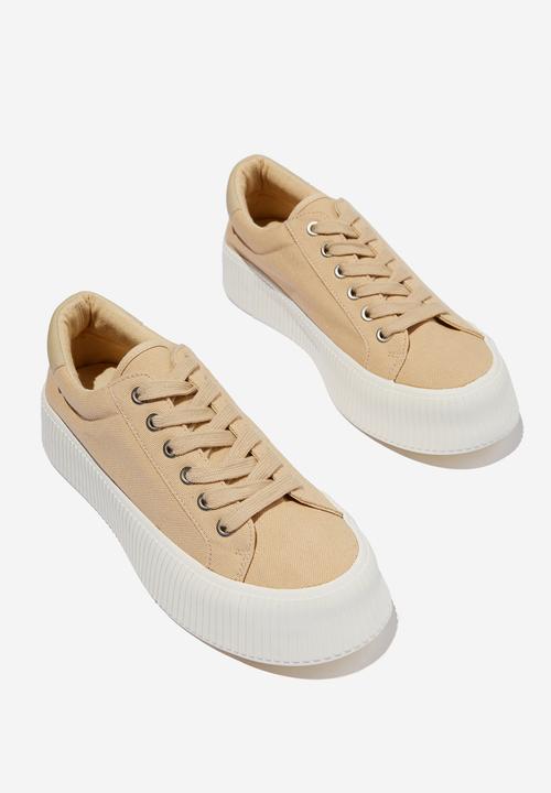 Cotton On - Whitney rib platform sneaker - taupe