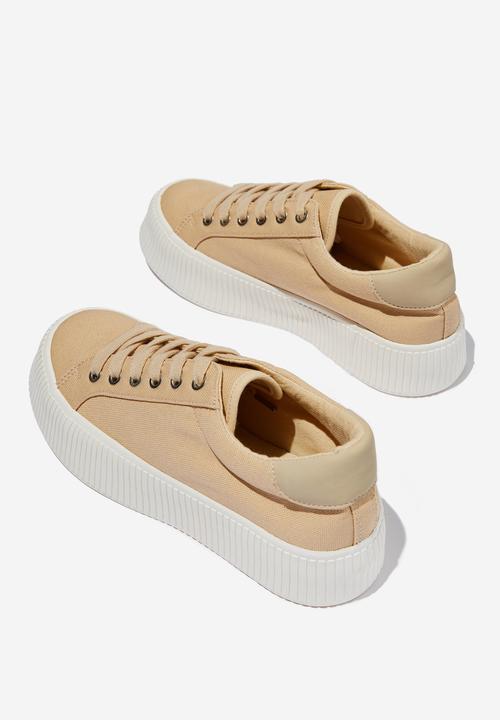 Cotton On - Whitney rib platform sneaker - taupe