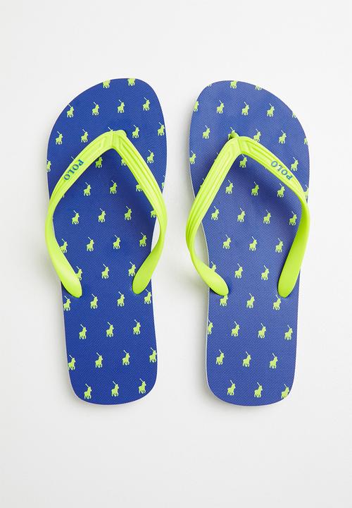 POLO - Edgar monogram flip-flop - lime & blue 
