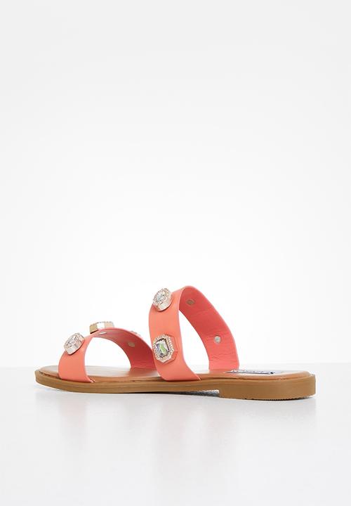 Madison® - Maggie double strap jewelled sandal - coral
