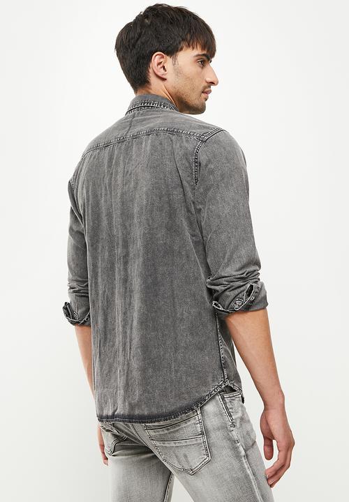 Only & Sons - Matter denim shirt - black