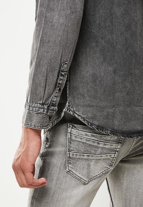Only & Sons - Matter denim shirt - black