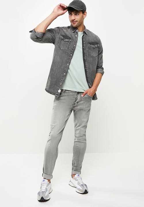 Only & Sons - Matter denim shirt - black