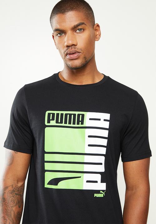 PUMA - Puma formstrip graphic tee - green & black