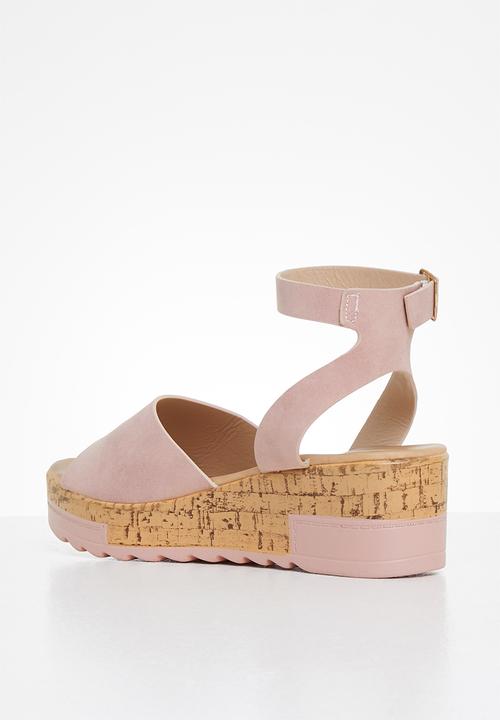 Seduction - Ankle strap cork wedge heel - plush mink