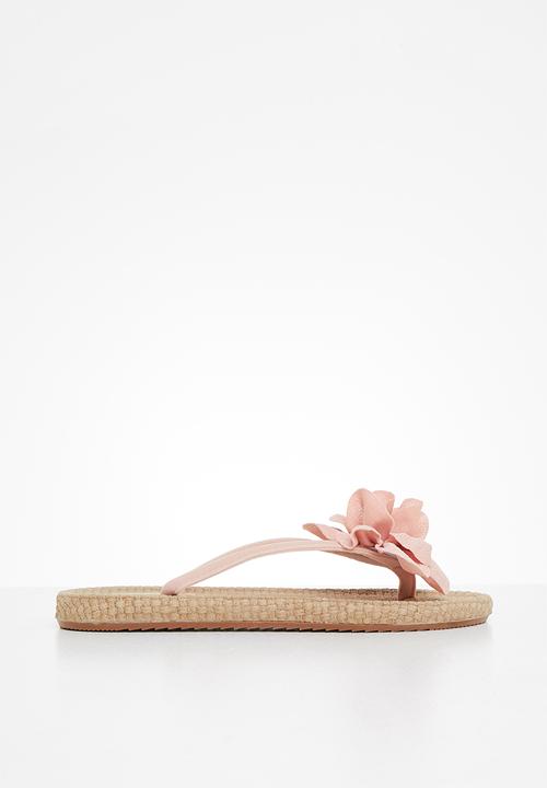 Rebel Republic - Tween girls flower flip flops - pink
