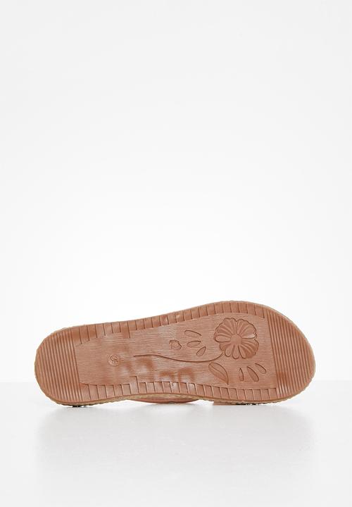 Rebel Republic - Tween girls flower flip flops - pink