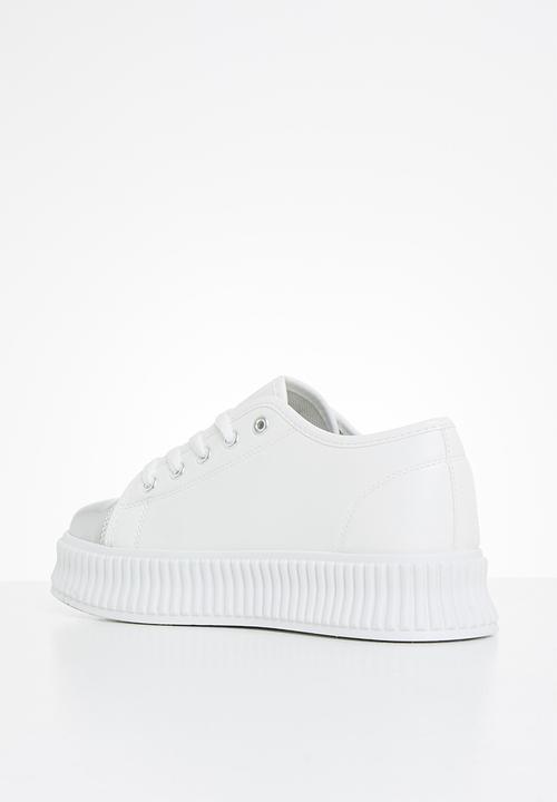 Miss Black - Kiss2 flatform sneaker - silver & white 