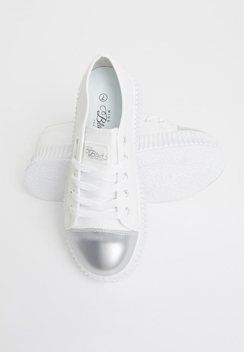 Miss Black - Kiss2 flatform sneaker - silver & white 