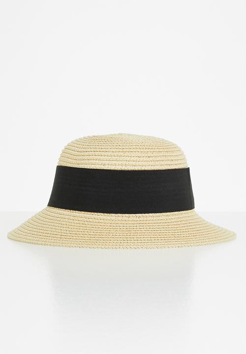 Pop Candy - Straw hat with bow - brown & black