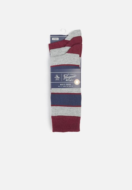 Original Penguin - 3-Pack penguin mens socks stripes - multi