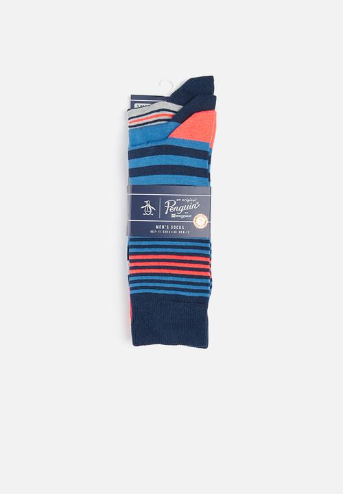 Original Penguin - 3-Pack penguin mens socks stripes - multi