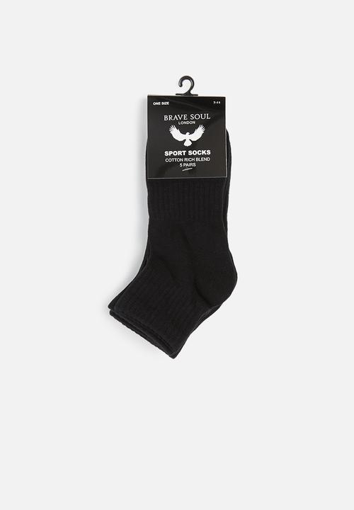Brave Soul - 5 pack sports socks - black