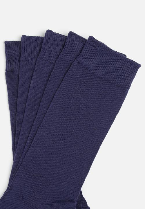 Brave Soul - Bob 5 pack plain socks - navy