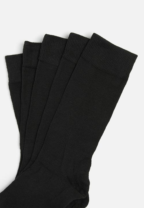 Brave Soul - Bob 5 pack plain socks - black
