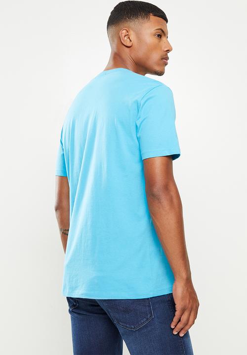 Replay - Left arm patch v neck tee - light blue