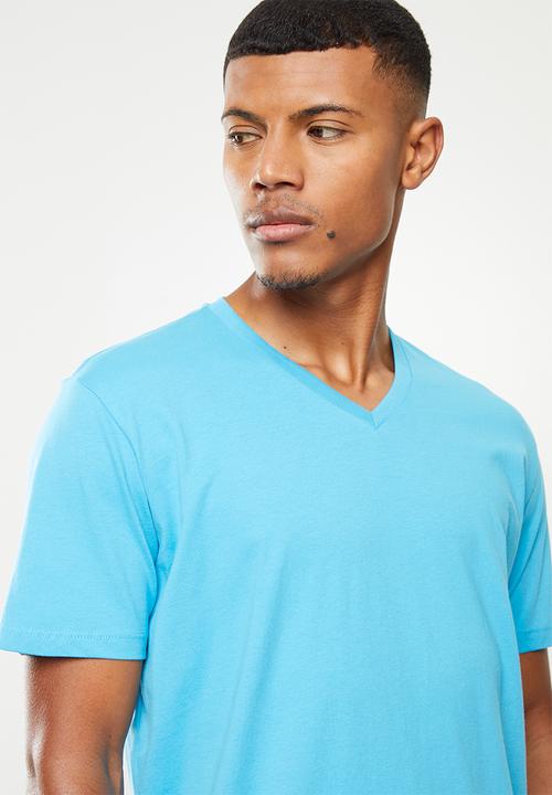 Replay - Left arm patch v neck tee - light blue