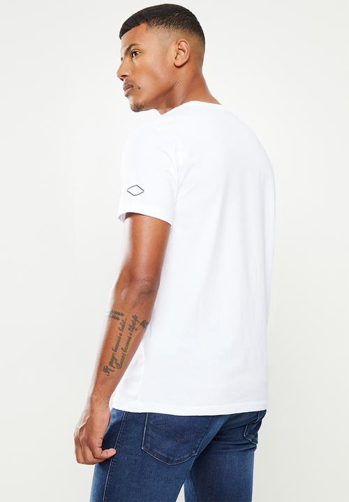 Replay - Printed line chest tee - white