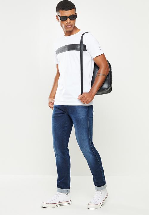 Replay - Printed line chest tee - white