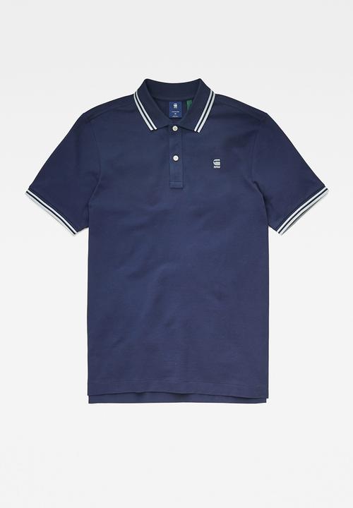 G-STAR - Dunda slim stripe polo s\s - servant blue